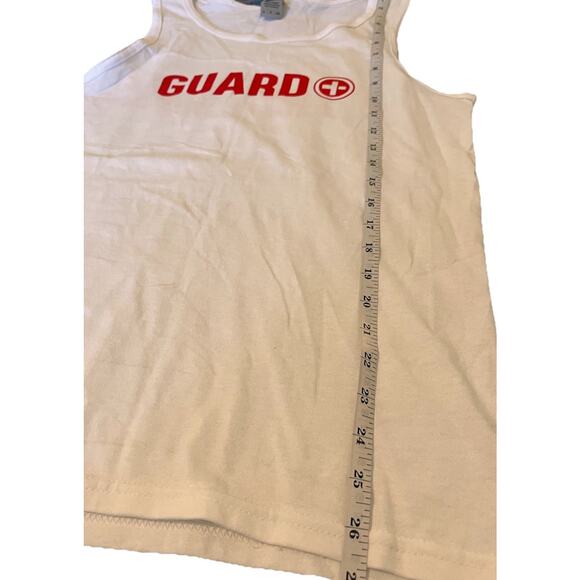 Gildan Lifeguard Tank Top White Red Print Size Small Guard Logo 100% Cotton - Picture 3 of 3